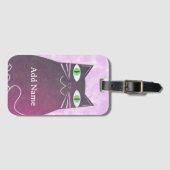 Schwarze fette Katze rosa Wasserfarbe benutzerdefi Gepäckanhänger (Vorderseite (Horizontal))