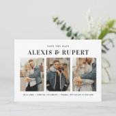 Schwarze fette Minimalistische Typografie FotoColl Save The Date (Stehend Vorderseite)