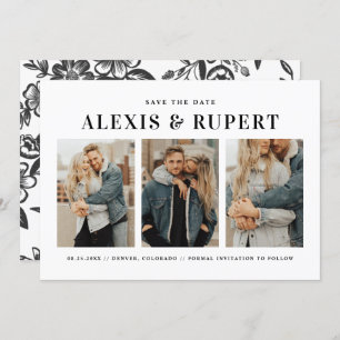 Schwarze fette Minimalistische Typografie FotoColl Save The Date