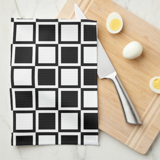 Schwarze, fette Mod-Quadrate Geschirrtuch (Viertel Falte)