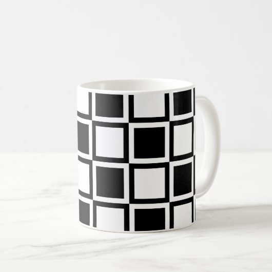 Schwarze fette Mod-Quadrate Kaffeetasse (VorderseiteRechts)