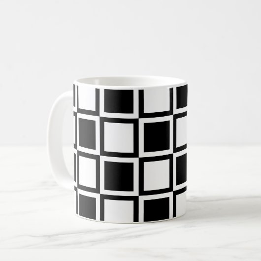 Schwarze fette Mod-Quadrate Kaffeetasse (Vorderseite Links)
