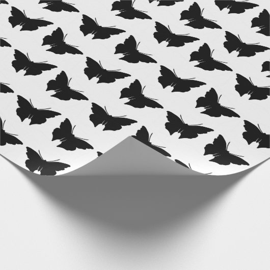 Schwarze, fette Mod-Schmetterlinge Geschenkpapier (Ecke)