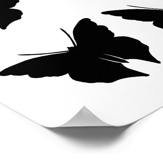 Schwarze, fette Schmetterlinge Poster (Ecke)