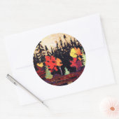 Schwarze Fichte und Ahorn, schöne Kunst, Runder Aufkleber (Umschlag)