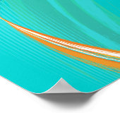 Schwarze Figur und farbenfrohe Welle auf Türkis Poster (Ecke)