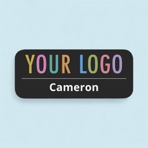 Schwarze Firmennamensmarke mit LogorundECKEN Namensschild