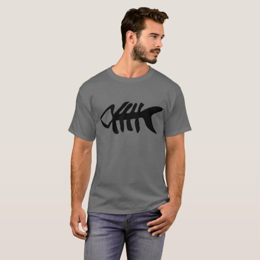 schwarze Fische Fishbones T-Shirt (Vorne ganz)