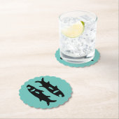 Schwarze Fischhaie entwerfen Aquamarine Pisces zod Untersetzer (Vor Ort)
