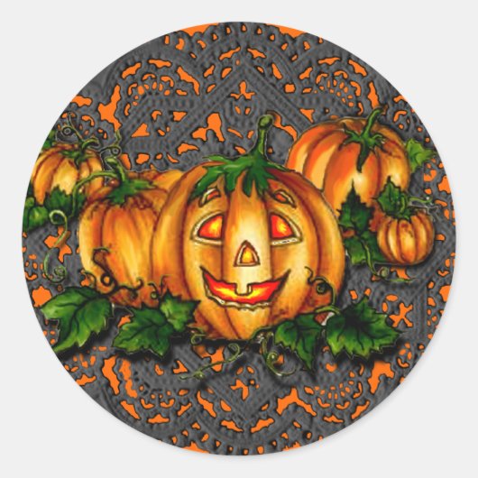 SCHWARZE FLÄCHE, PUMPKIN PATCH VON SHARON SHARPE RUNDER AUFKLEBER (Vorderseite)