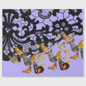 SCHWARZE FLÄCHE UND SCHALTFLÄCHEN IN LILA GIFT-WRA GESCHENKPAPIER (Flach)