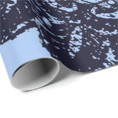 SCHWARZE FLÄCHE UND ZWEIFLÜSSIGES BLUE GIFT GESCHENKPAPIER (Rolleneckpunkt)