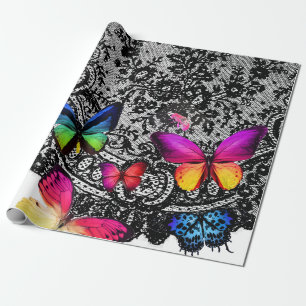 SCHWARZE FLÄCHENMUSTER MIT SCHALTFLÄCHEN GESCHENKPAPIER