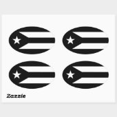 Schwarze Flagge Puerto Rico Oval Aufkleber (Blatt)