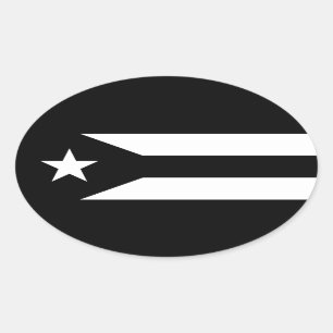 Schwarze Flagge Puerto Rico Oval Aufkleber