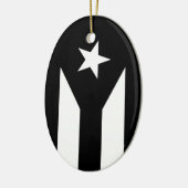 Schwarze Flagge von Puerto Rico Keramik Ornament (Links)