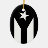 Schwarze Flagge von Puerto Rico Keramik Ornament (Vorne)