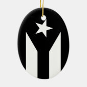 Schwarze Flagge von Puerto Rico Keramik Ornament (Hinten)