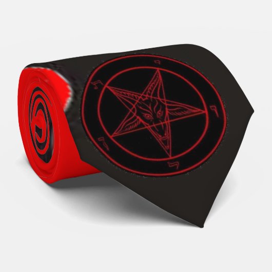 Schwarze Flamme (rotes Baphomet) Krawatte (Gerollt)