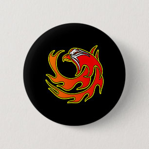 Schwarze Flammen-Stammes- Eagle-Kopf Button