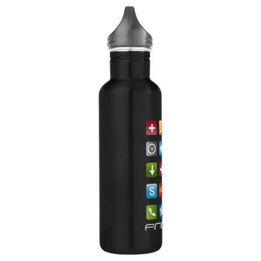Schwarze Flasche mit farbigem App Icon Edelstahlflasche (Links)