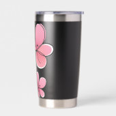 Schwarze Flasche mit rosa Blumenmuster Thermobecher (Links)