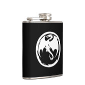 Schwarze Flasche mit weißem Drachen Flachmann (Rechts)