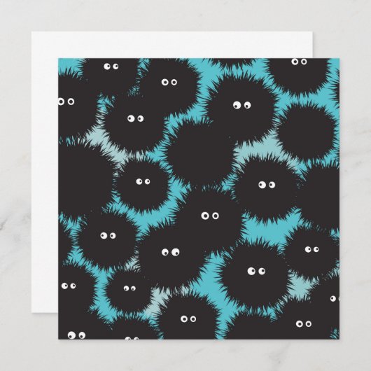 Schwarze Flaute-Monster Einladung (Vorne/Hinten)