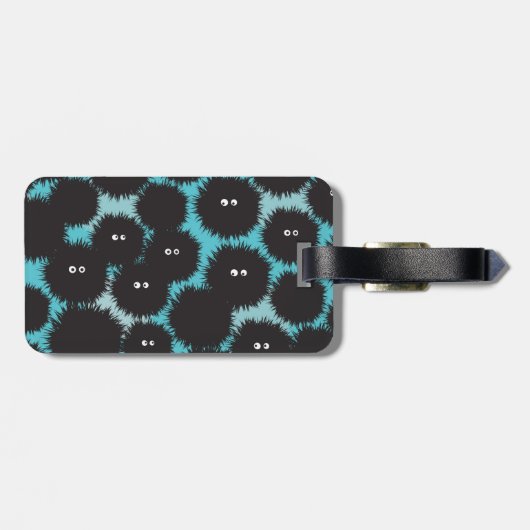 Schwarze Flaute-Monster Gepäckanhänger (Rückseite horizontal)