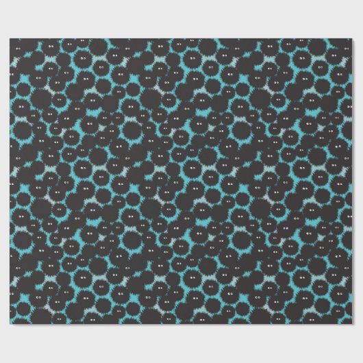 Schwarze Flaute-Monster Geschenkpapier (Flach)