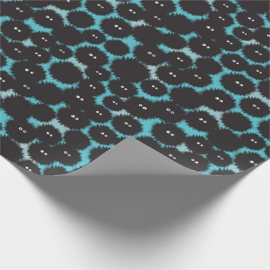 Schwarze Flaute-Monster Geschenkpapier (Ecke)