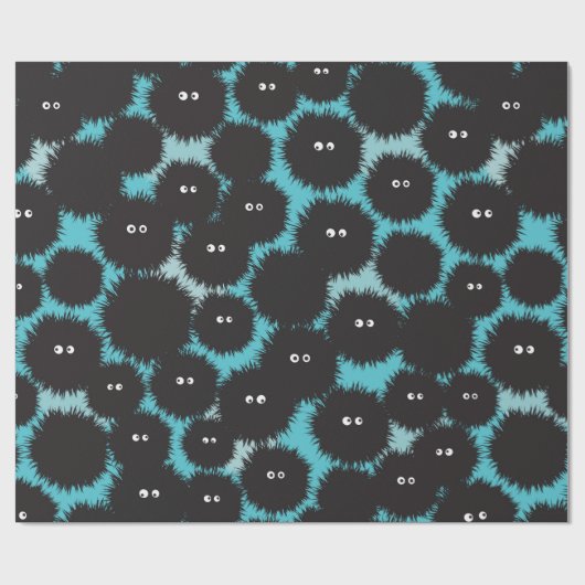 Schwarze Flaute-Monster Geschenkpapier (Flach)