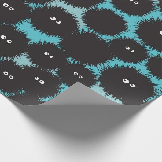 Schwarze Flaute-Monster Geschenkpapier (Ecke)