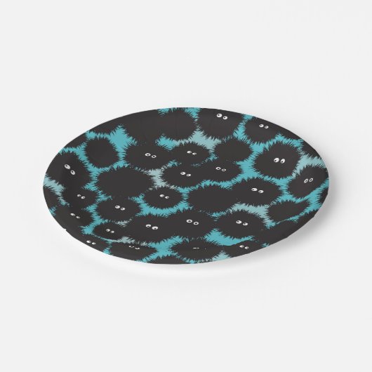 Schwarze Flaute-Monster Pappteller (Schrägansicht)