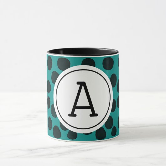 Schwarze Flecken in Wasserfarbe mit Monogramm Tasse (Zentrum)