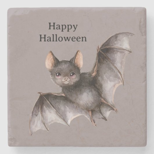 Schwarze Fledermaus Halloween Steinuntersetzer (Vorderseite)