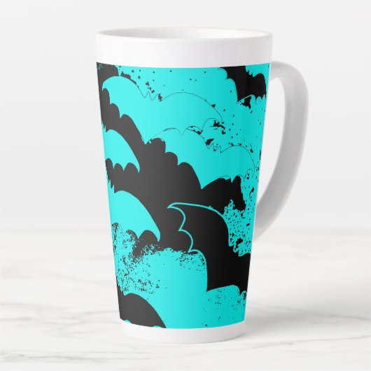Schwarze Fledermäuse Aquamarin Milchtasse (Rechte Ecke)