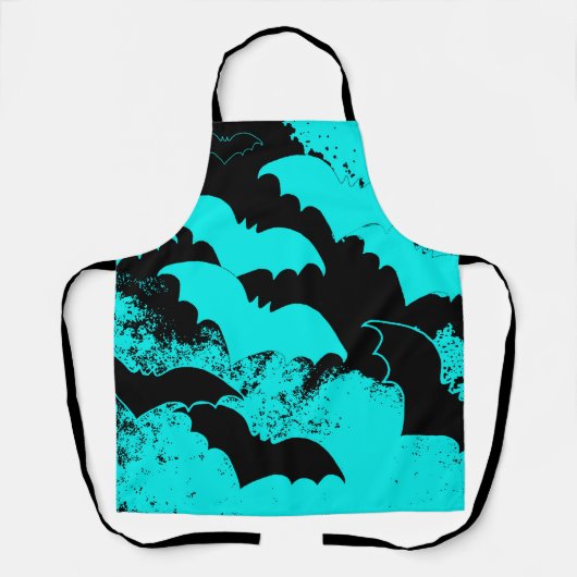Schwarze Fledermäuse Aquamarin Schürze (Vorderseite)