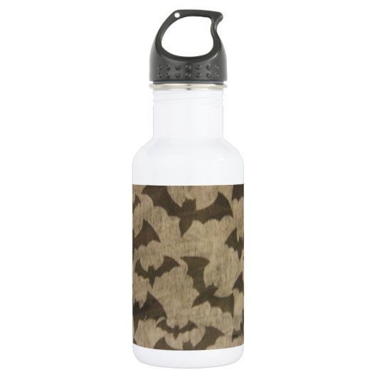 Schwarze Fledermäuse Edelstahlflasche (Vorderseite)
