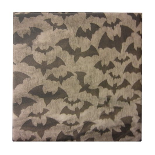 Schwarze Fledermäuse Fliese (Vorderseite)