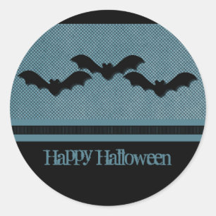 Schwarze Fledermäuse, Halloween-Sticker, dunkelbla Runder Aufkleber