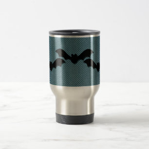 Schwarze Fledermäuse Halloween-Tasse, dunkelblau Reisebecher