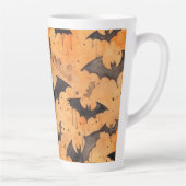 Schwarze Fledermäuse in Aquarellen auf Orange Milchtasse (Rechts)