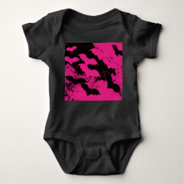 Schwarze Fledermäuse in Flight Pink Baby Strampler