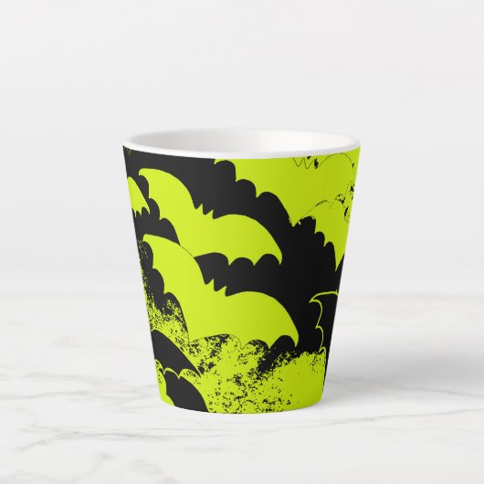Schwarze Fledermäuse in Fluggelb Milchtasse (Vorderseite)