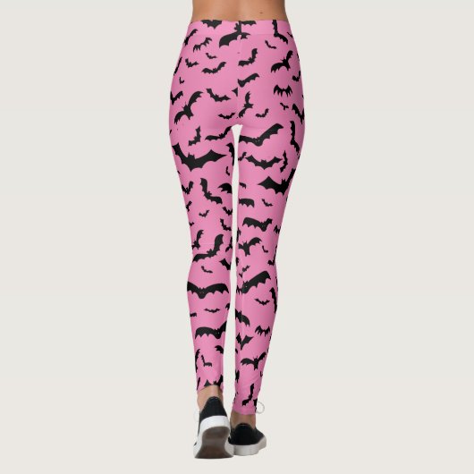 Schwarze Fledermäuse pink Leggings (Rückseite)
