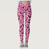 Schwarze Fledermäuse pink Leggings (Vorderseite)