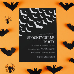 Schwarze Fledermäuse Spooktaculäres Halloween-Part Einladung