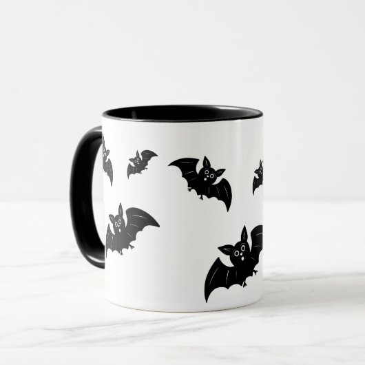 Schwarze Fledermäuse Tasse (Vorderseite Links)