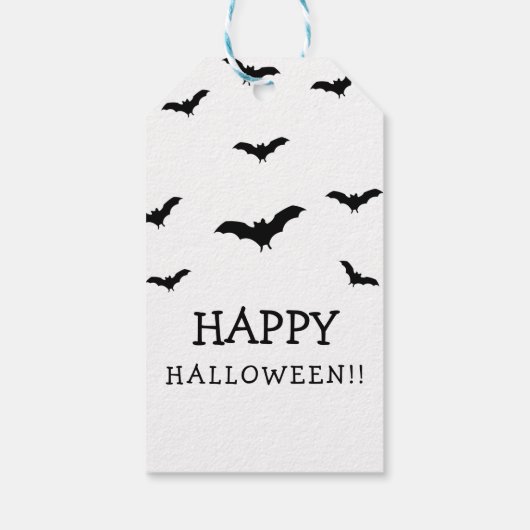 Schwarze Fledermäuse und Niedliches Halloween-Part Geschenkanhänger (Rückseite)